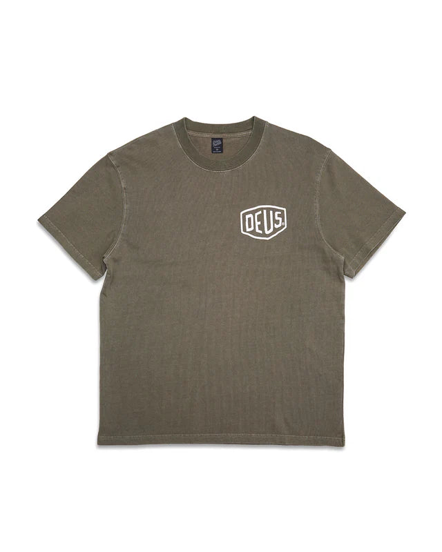 Deus Garment Dyed Shield Tee Lichen Green – MOTORWERKS